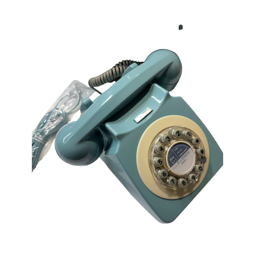 Wild and Wolf 746 Phone French Blue Retro Push Button Rotary Style Telephone